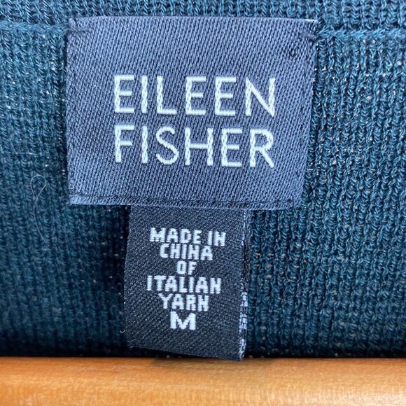 Eileen Fisher Wool Green Knit Open Front Long Sleeve Jacket M - Picture 7 of 10